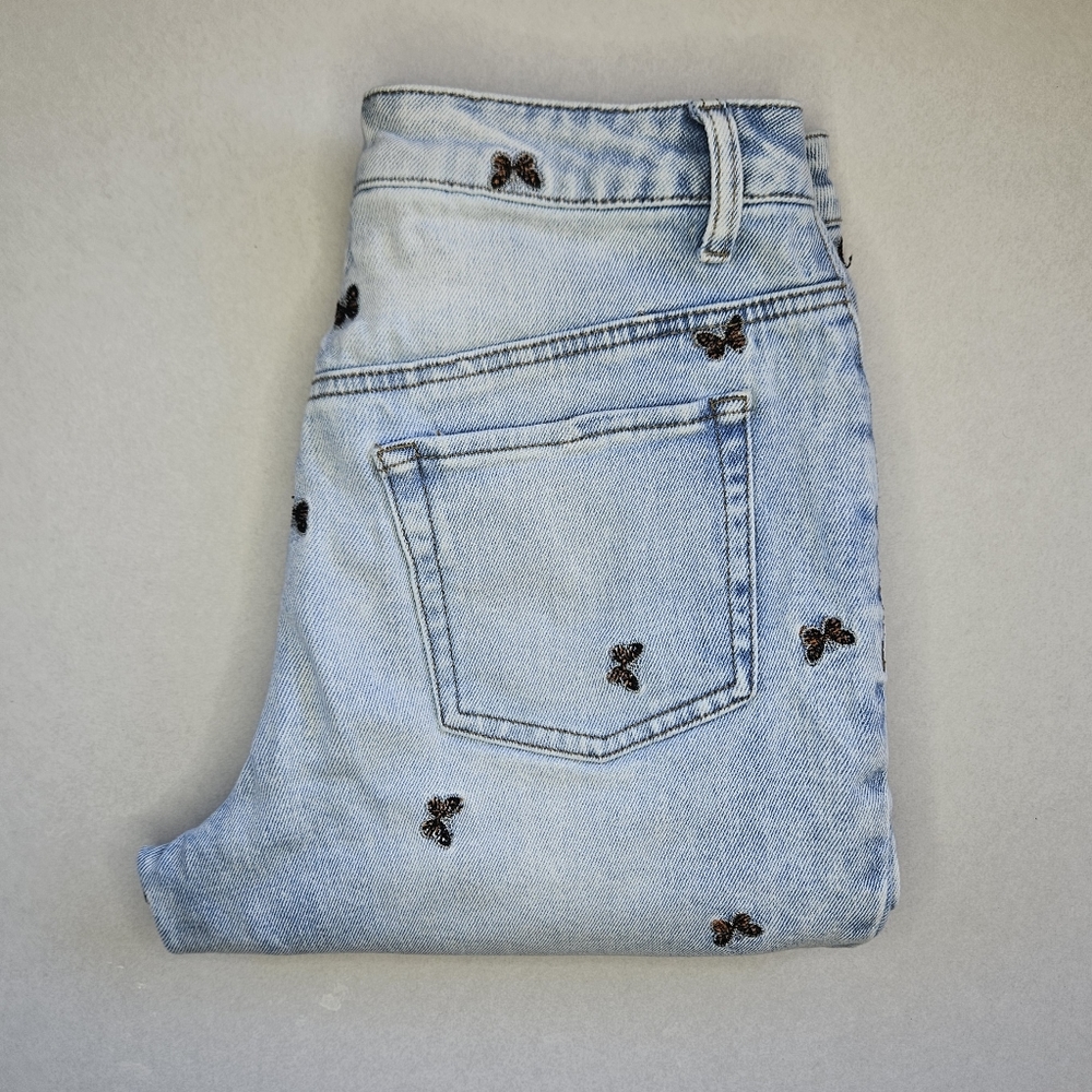 TINSELTOWN WOMENS CURVY HIGH WAISTED BUTTERFLY EMBROIDERY DENIM JEANS 26x25